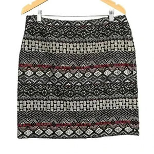 J Jill Lined Skirt MEDIUM Women's Tribal Aztec Pencil Fitted Short Straight